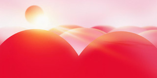 红色简约爱心落日214情人节展板背景